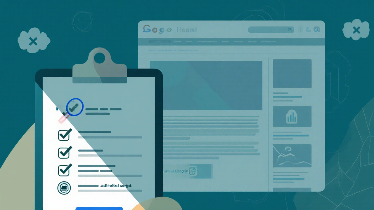Checklist beside a Google Site preview showing SEO, analytics, and upgrade option.
