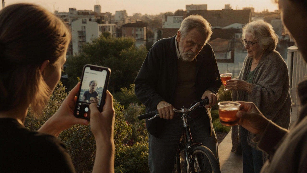 Diverse individuals recording vlogs in their daily environments during golden hour.