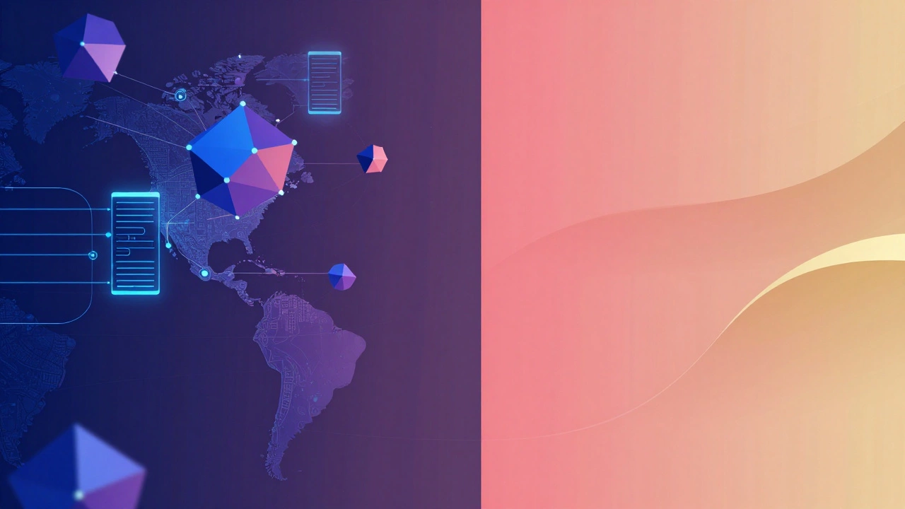 Split view contrasting technical control with user-friendly design elements