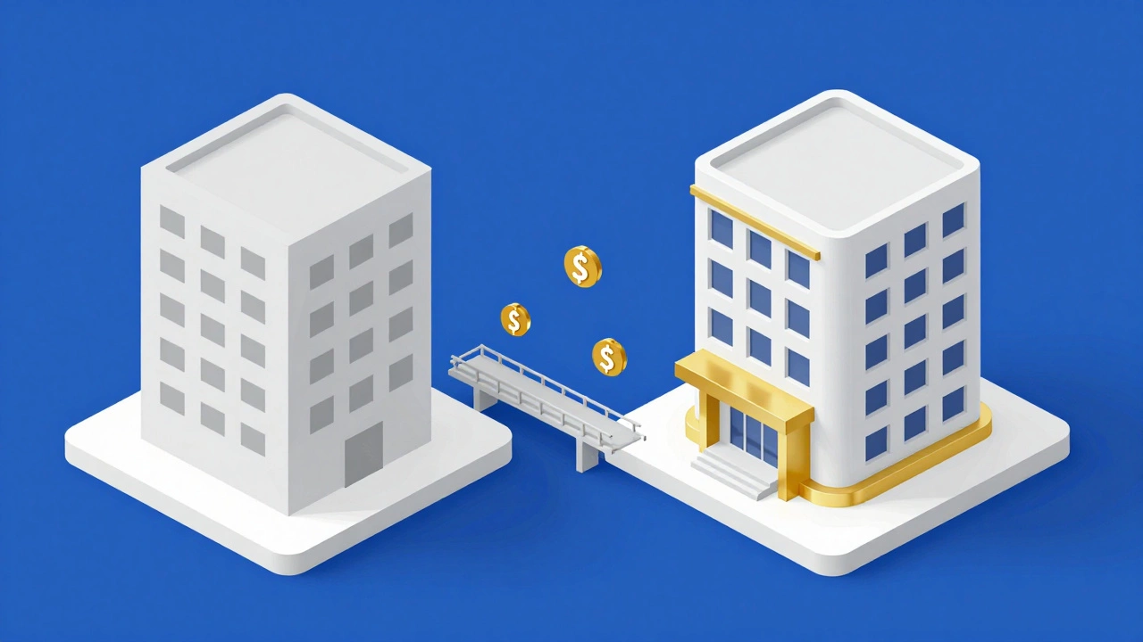 Isometric art showing the transition from a generic website to a professional custom domain