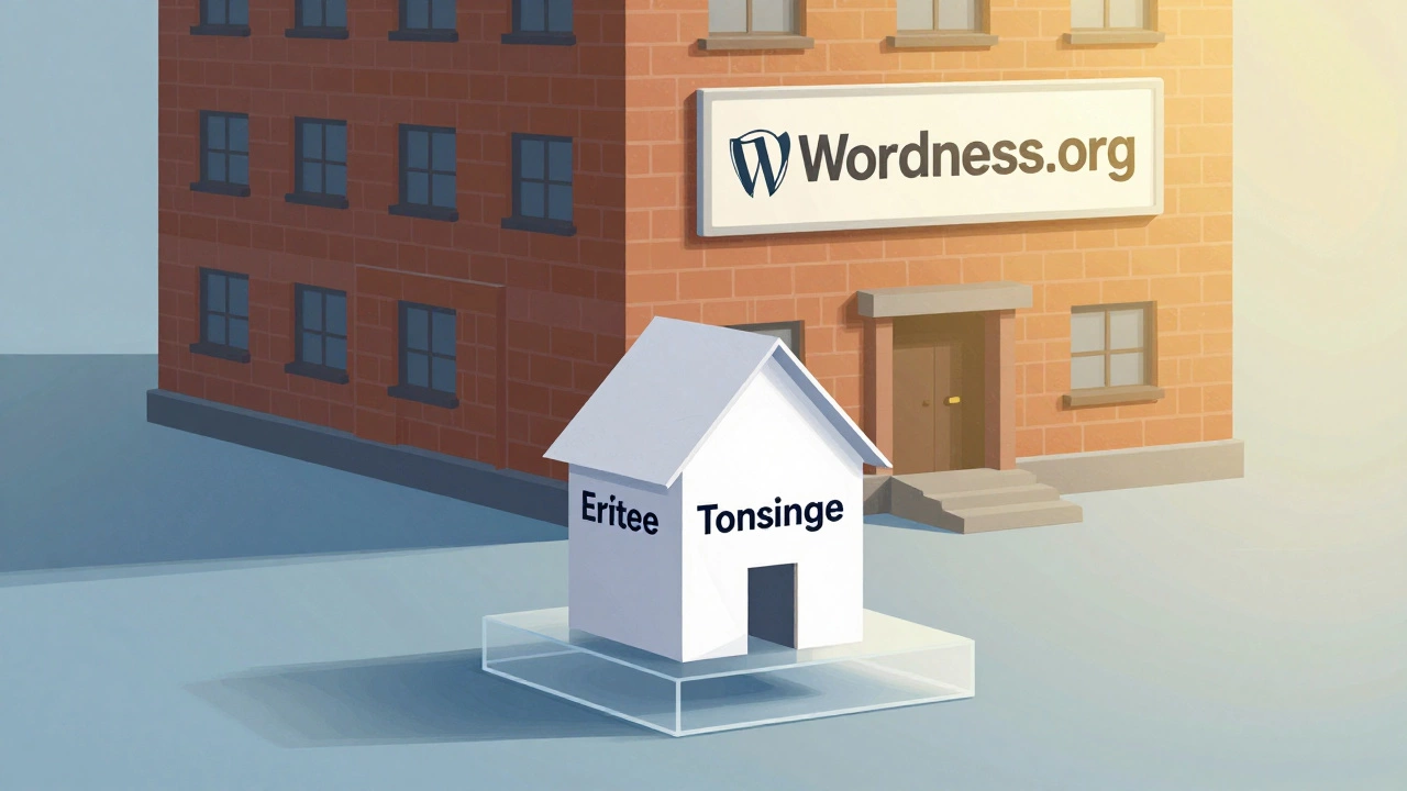 Illustration comparing fragile rented blog space vs sturdy owned site