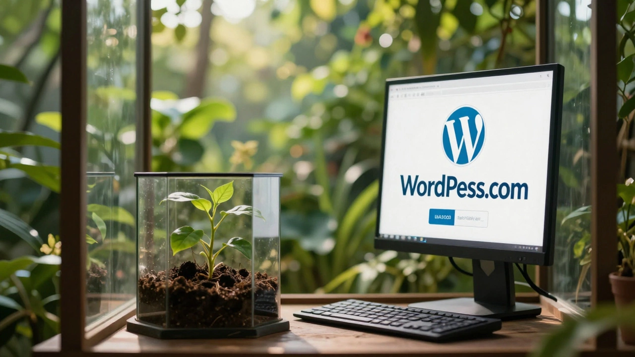 Plant in glass terrarium vs lush garden symbolizing blog platform limits