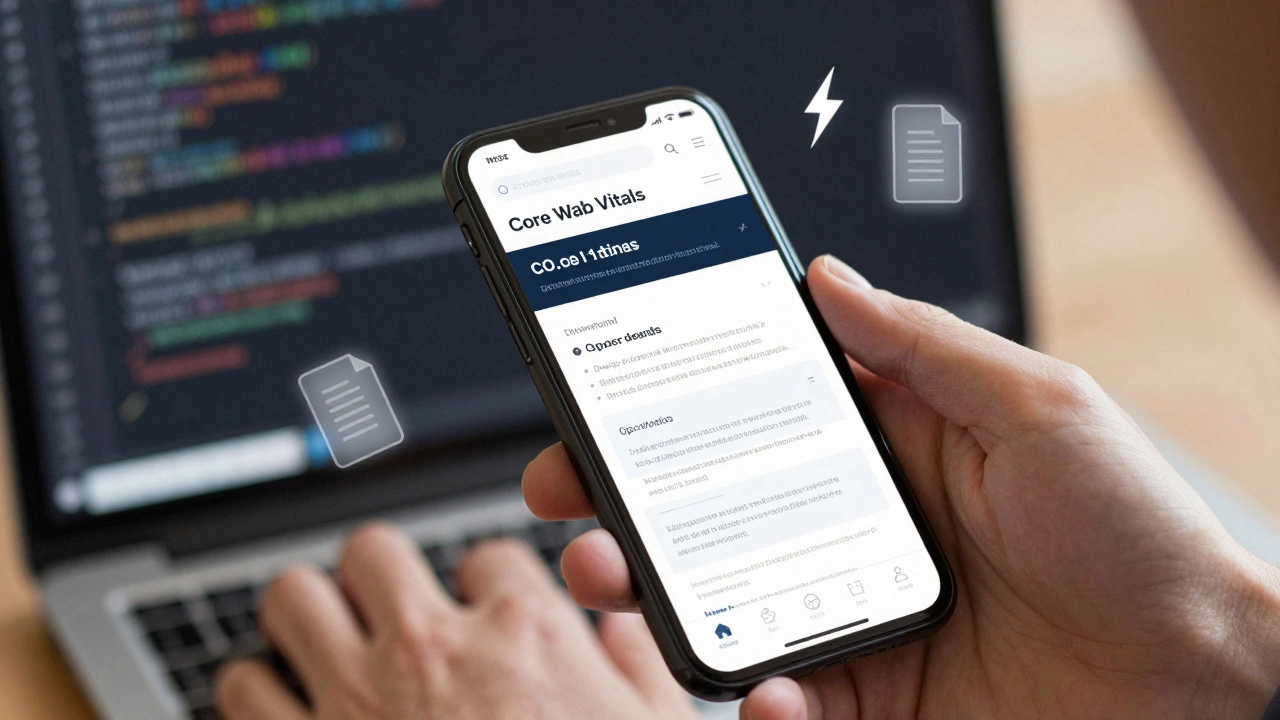 Close-up of mobile-optimized blog and technical SEO elements