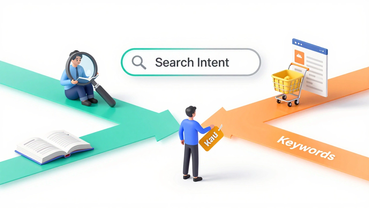 Conceptual illustration showing divergence of search intent paths